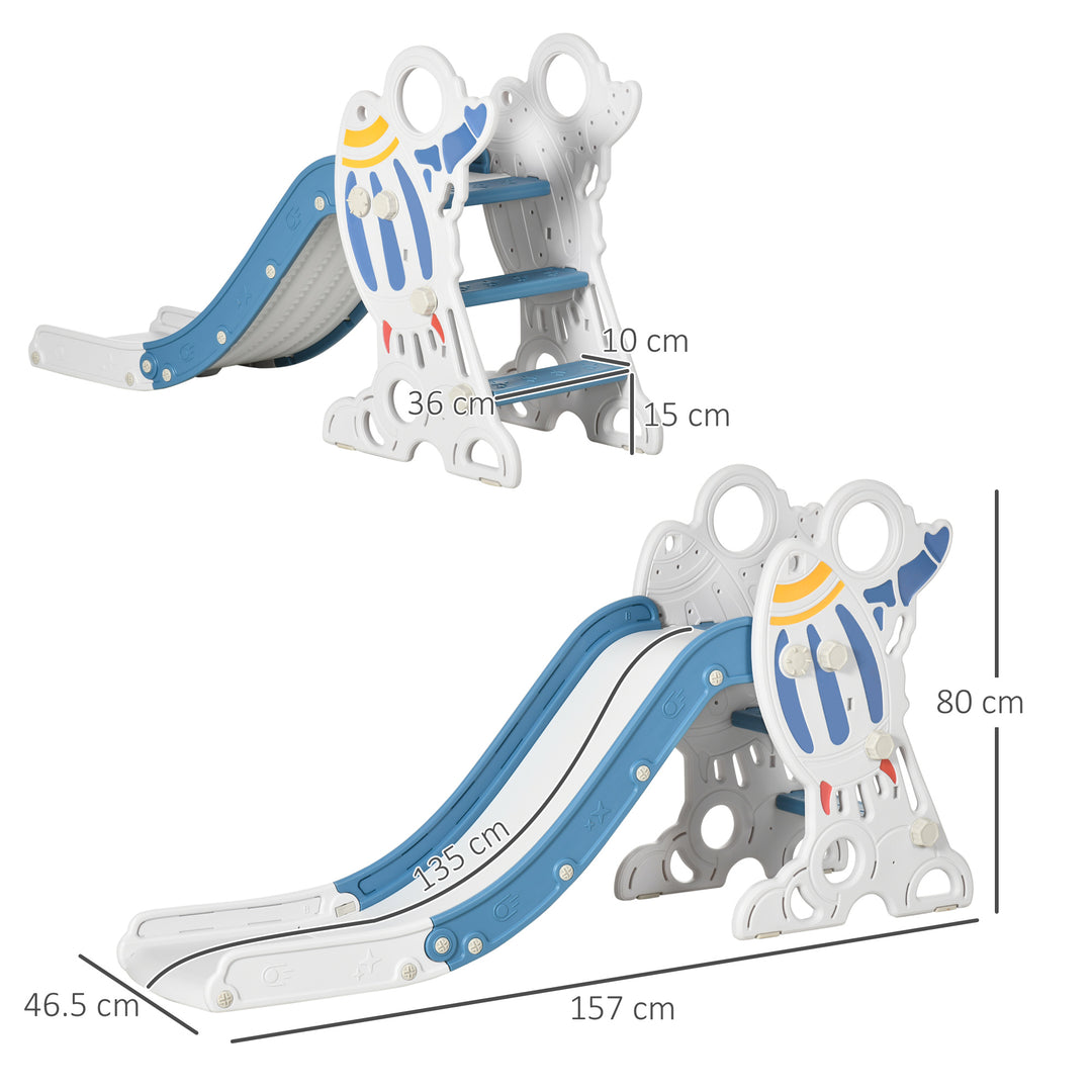 AIYAPLAY Indoor Toddler Slide: Freestanding Space Theme Baby Slide for Ages 1.5-3 Years, Blue | Aosom UK