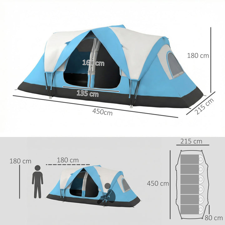 Camping Tent for 6 Man with 2000mm Water Resistant Rainfly and Carry B