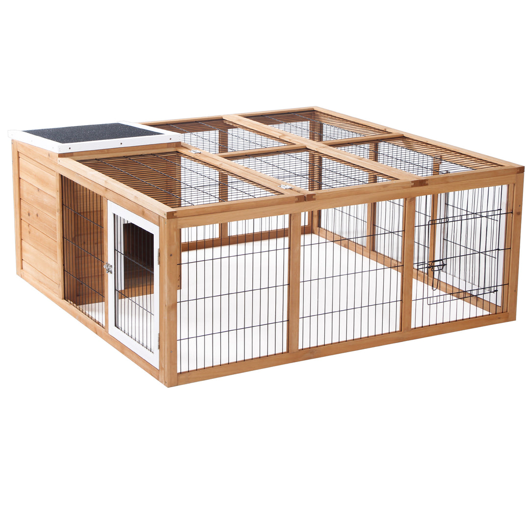 Rabbit Hutch Outdoor, Guinea Pig House, Bunny Run Cage with Openable T