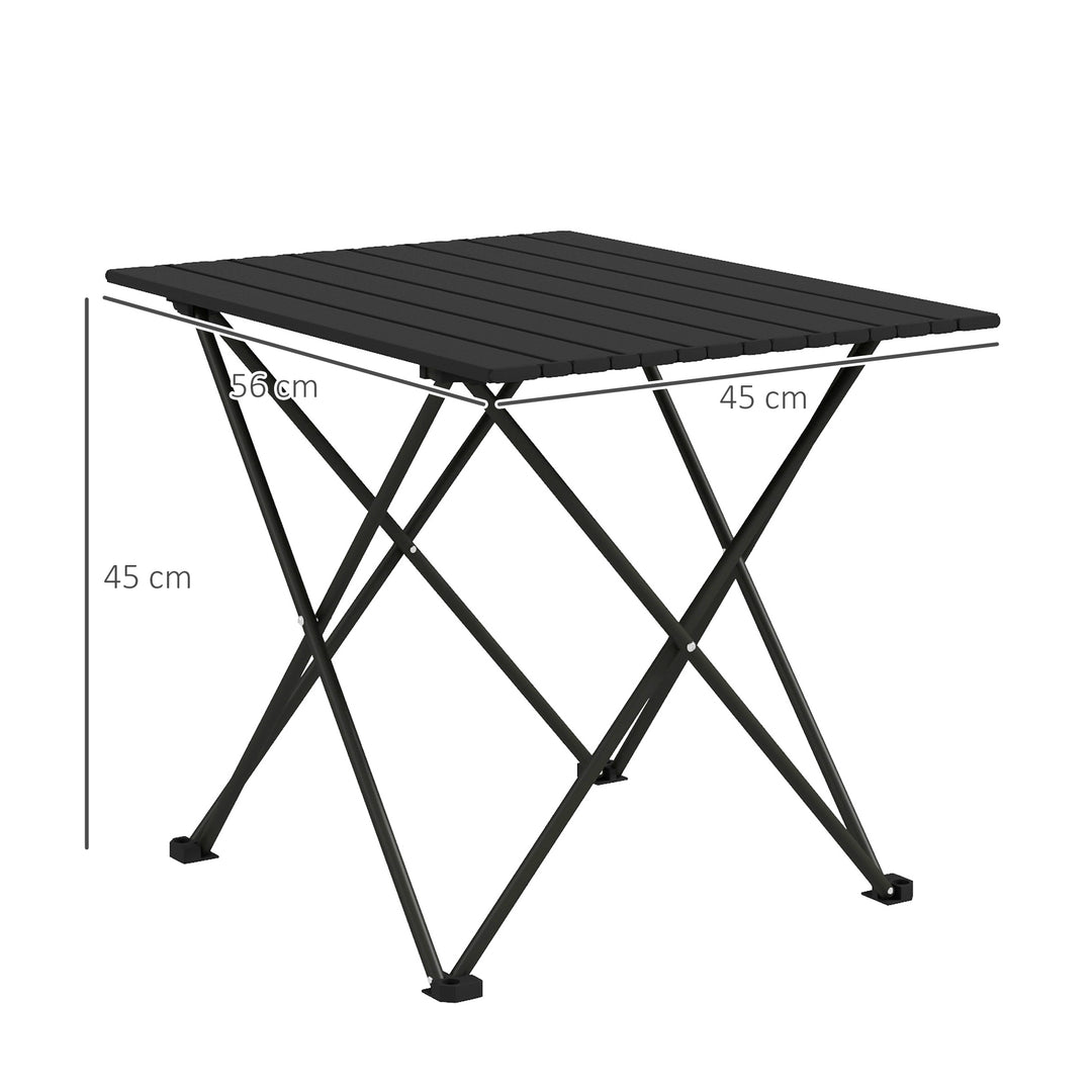 Folding Camping Table, Lightweight Metal Picnic Table with Carry Bag, Foldable Table for Outdoor Camping, Picnic, Hiking, BBQ, Fishing, Black