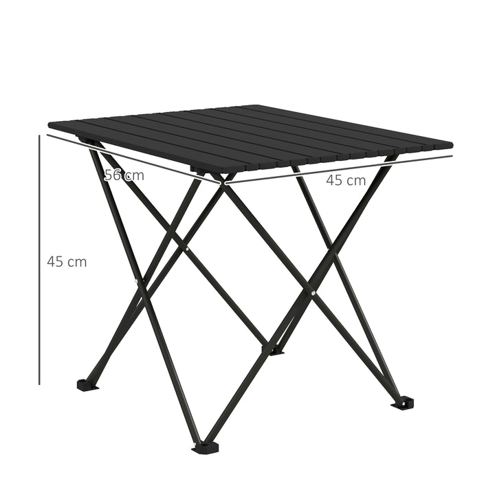 Folding Camping Table, Lightweight Metal Picnic Table with Carry Bag, Foldable Table for Outdoor Camping, Picnic, Hiking, BBQ, Fishing, Black