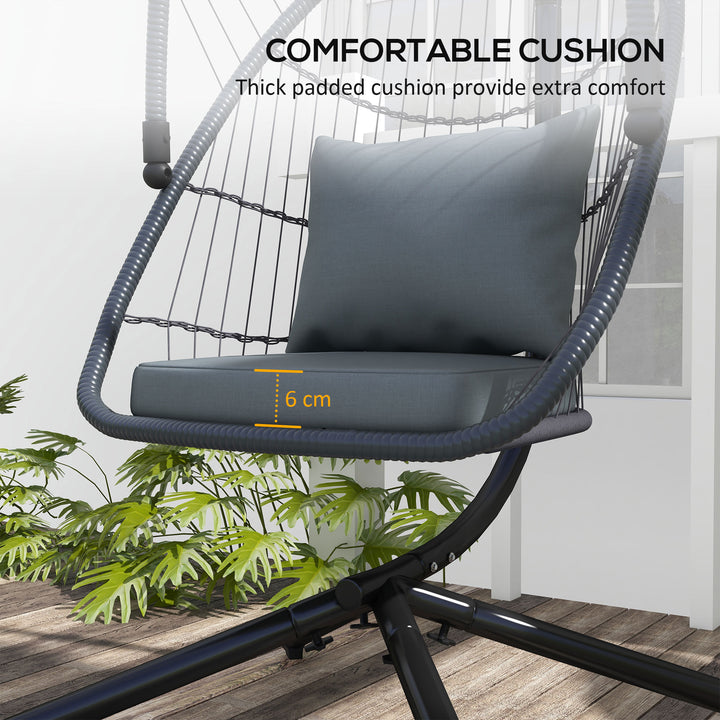 Single Egg Chair, with Steel Frame Stand - Grey