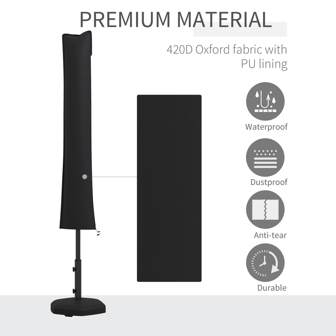Outsunny Parasol Cover, Cantilever Umbrella Cover for 2-3.5 m Parasols, Banana Umbrella Cover with Zipper for Outdoor Garden, Patio, Black