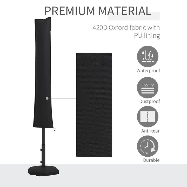 Outsunny Parasol Cover, Cantilever Umbrella Cover for 2-3.5 m Parasols, Banana Umbrella Cover with Zipper for Outdoor Garden, Patio, Black