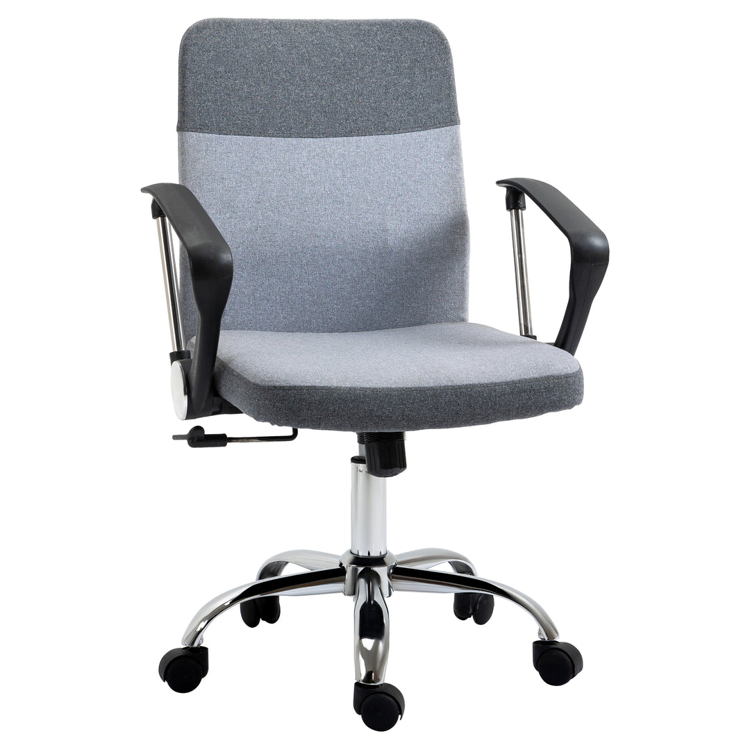 MCL Office Chair Linen Fabric Swivel Computer Desk Chair Home Study Adjustable Chair with Wheels, Grey