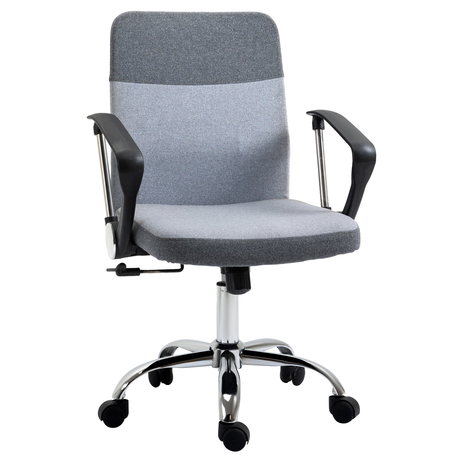 Office Chair Linen Fabric Swivel Computer Desk Chair Home Study Adjustable Chair with Wheels, Grey