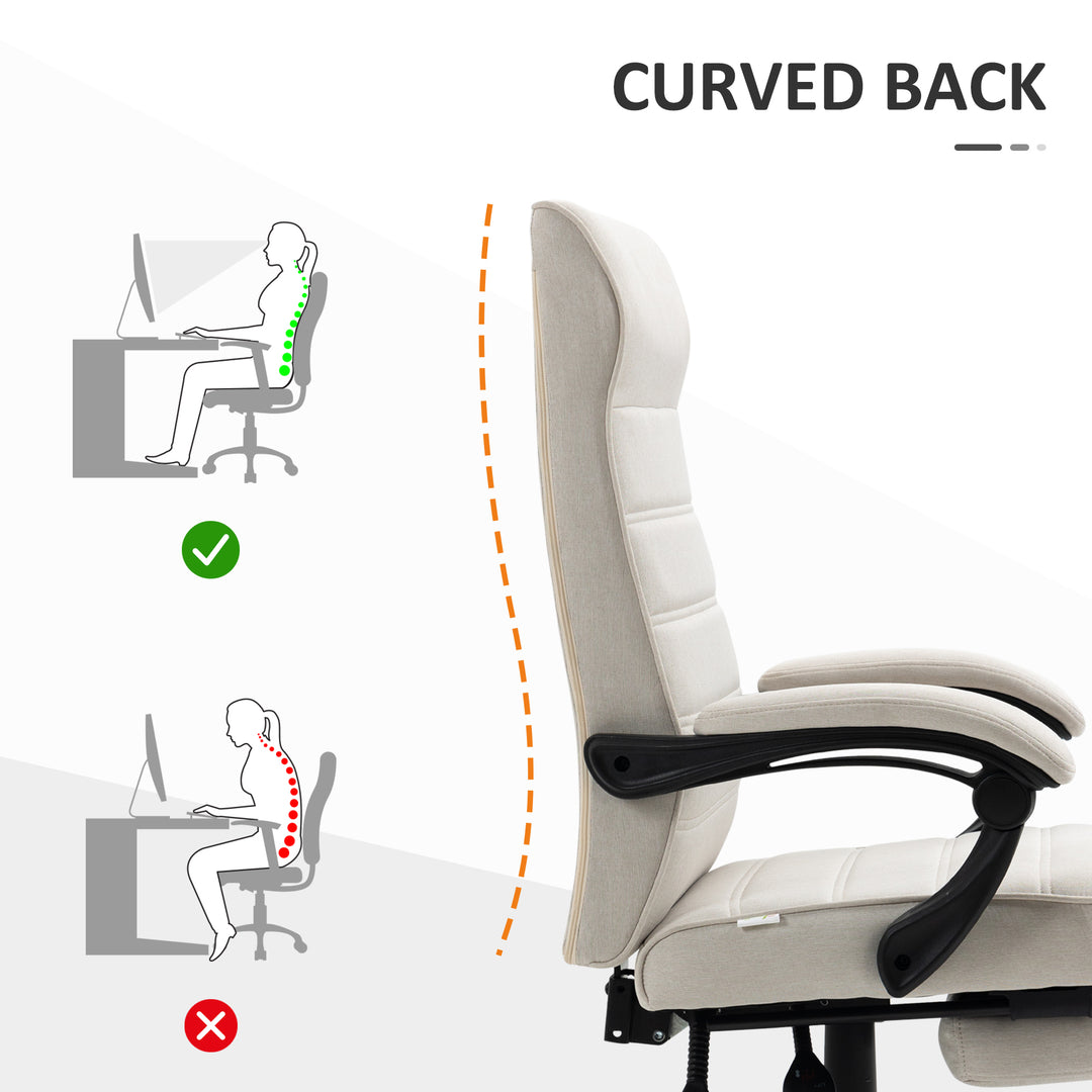 Office Chair, Computer Desk Chair, Fabric Swivel Chair with Adjustable Height and Rolling Wheels for Home Office Work Study, Cream White