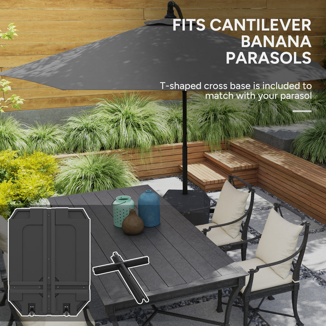 Parasol Base Plastic Umbrella Stand for Cantilever Parasol with Wheels, Heavy Duty Umbrella Stand, Water/Sand Filled