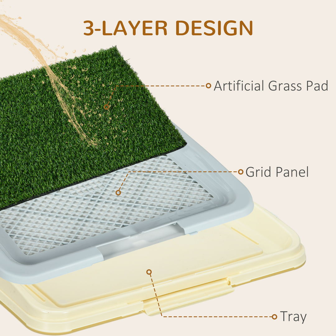 PawHut Portable Indoor Puppy Toilet Training Pad with Synthetic Grass, Leakproof Tray, 63 x 48.5cm