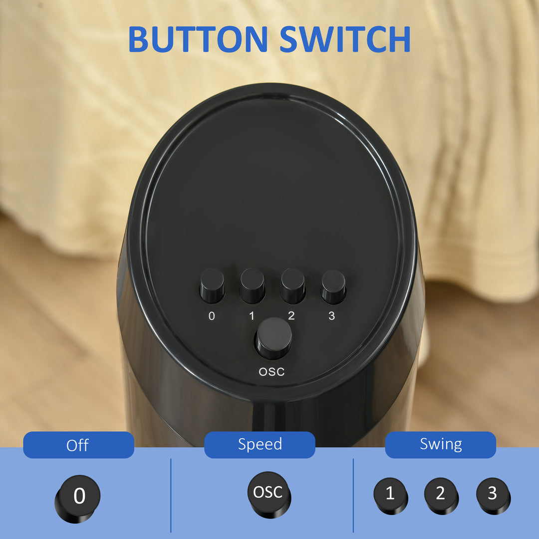 MCL Tower Fan for Bedroom Cooling, 30 Inch Electric 70° Oscillating Fan with 3 Speed Settings, Standing Floor Fan for Home Office Indoor, Black