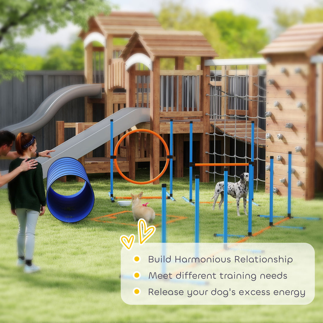 Dog Agility Equipment, 8PCS Agility Training Set with Tunnel, Weave Po