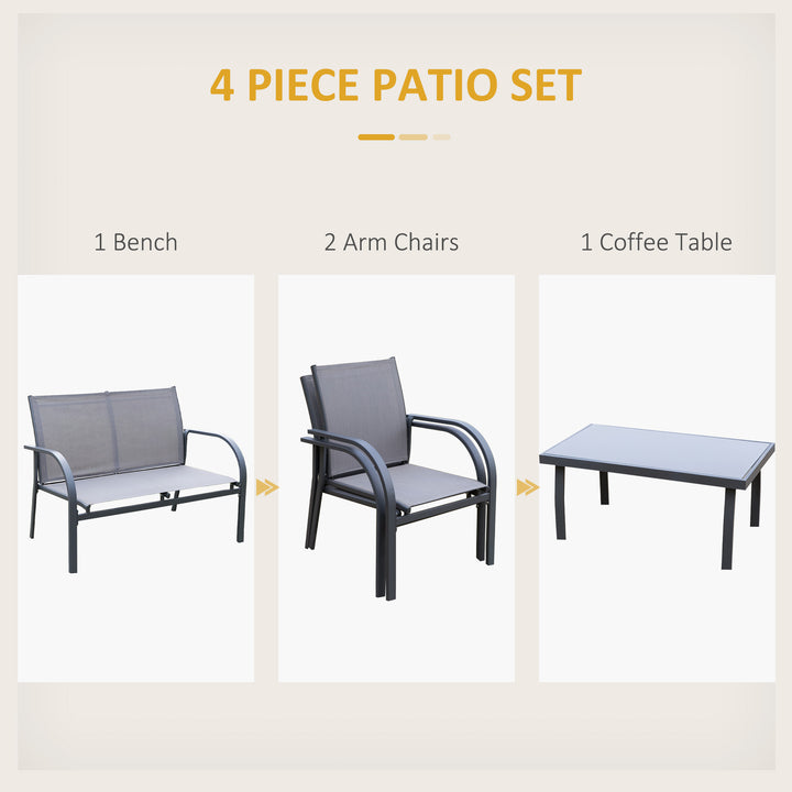 Four-Piece Minimal Garden Patio Set - Grey