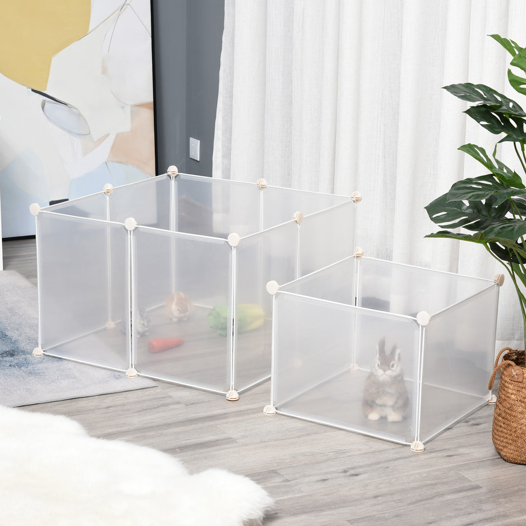 MCL Pet Playpen DIY Small Animal Cage Open Enclosure Portable Plastic Fence 12 Panels for Hedgehog Bunny Chinchilla Guinea Pig White