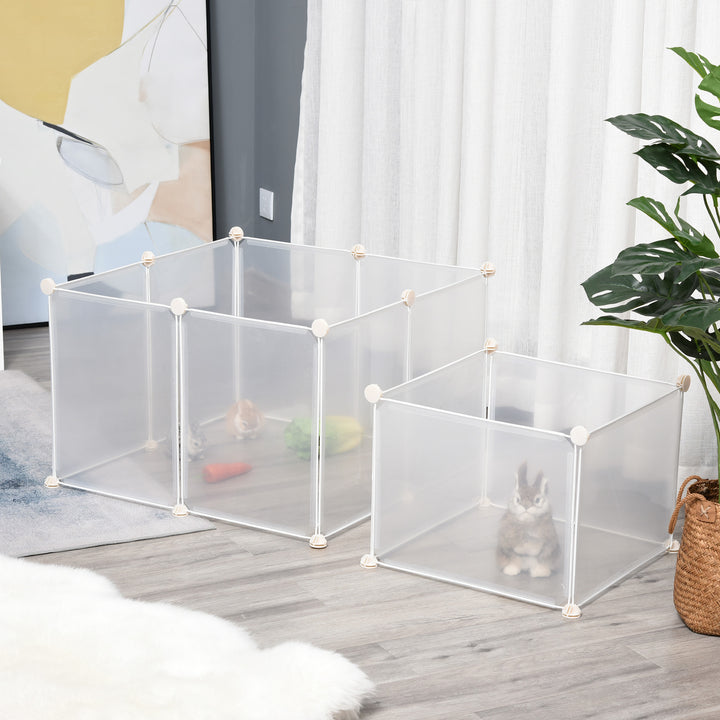 MCL Pet Playpen DIY Small Animal Cage Open Enclosure Portable Plastic Fence 12 Panels for Hedgehog Bunny Chinchilla Guinea Pig White