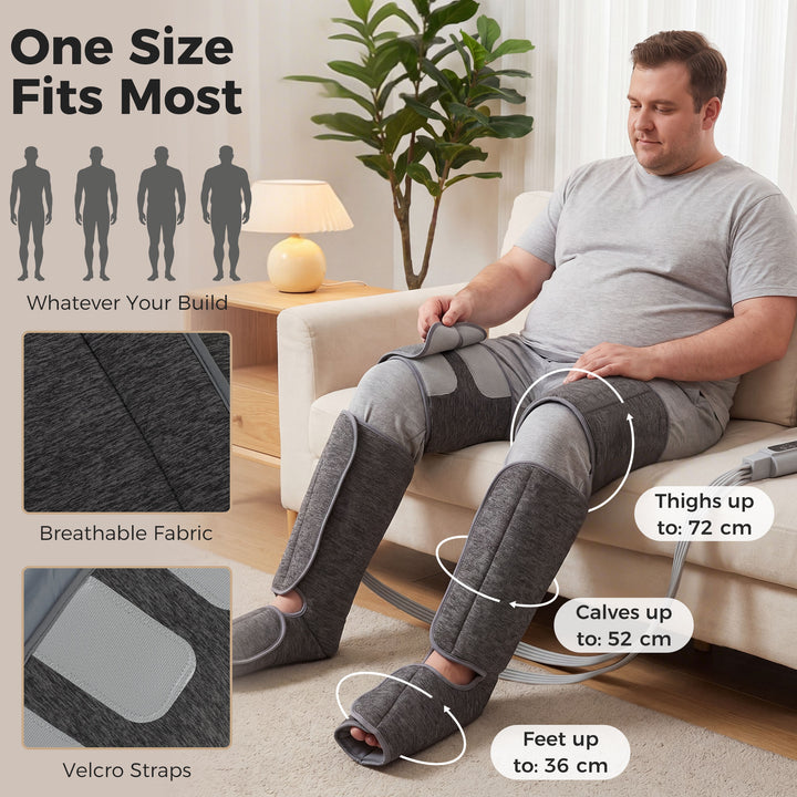Leg Massager with Heat, Compression, 3 Auto Modes &amp; 3 Intensities, Foo