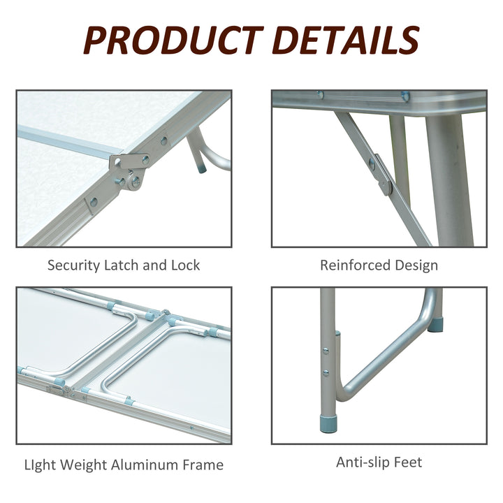 Outsunny Portable Outdoor Garden Aluminium Portable Folding Camping Picnic Party Field Kitchen BBQ Table | Aosom UK