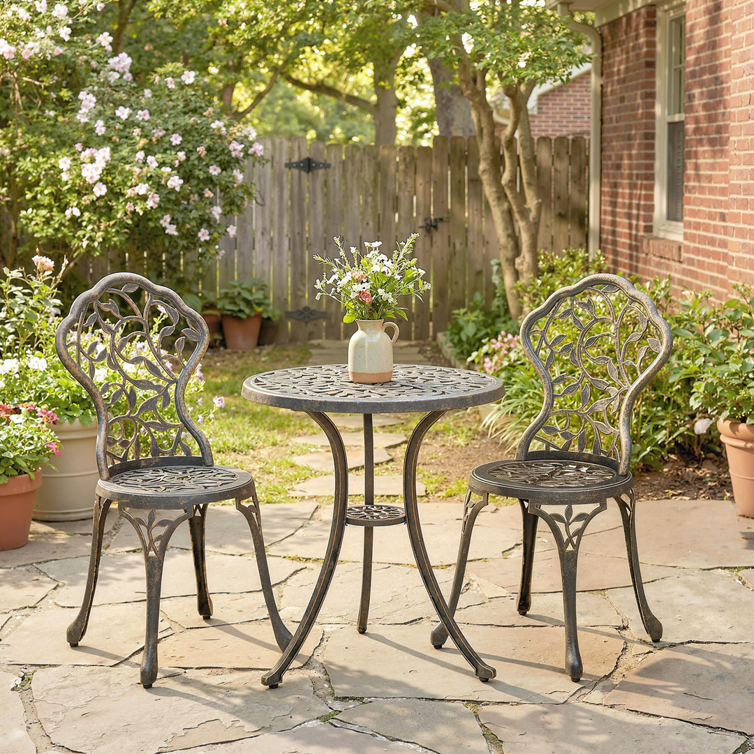 3 Pcs Aluminium Bistro Set Garden Furniture Dining Table Chairs Outdoo