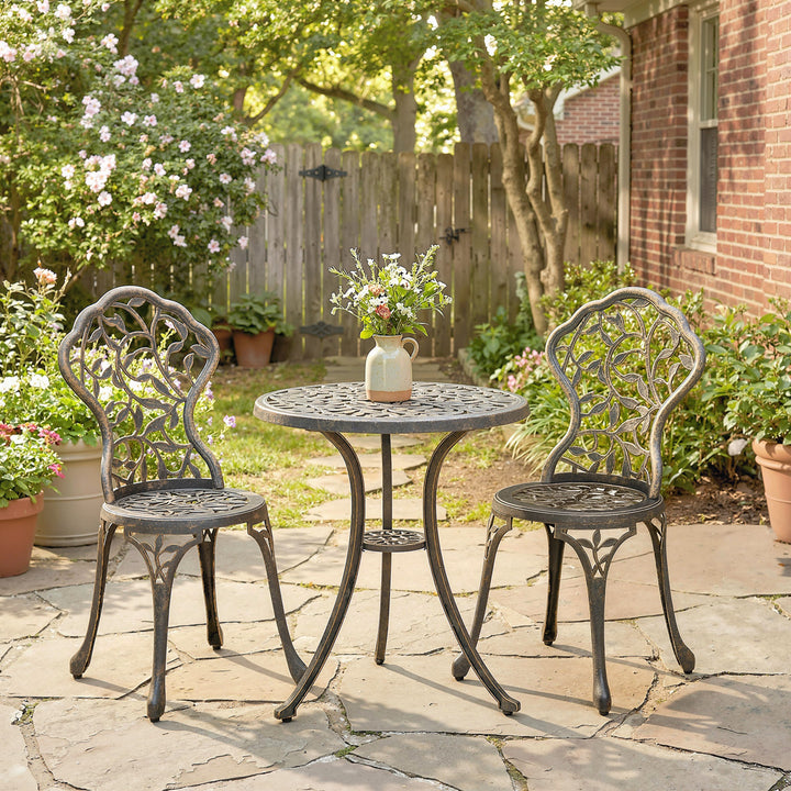 3 Pcs Aluminium Bistro Set Garden Furniture Dining Table Chairs Outdoo
