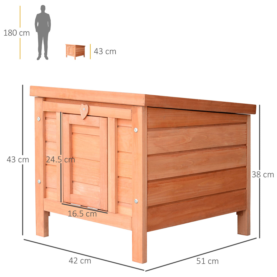 Wooden Rabbit Hutch Outdoor, Guinea Pig Hutch, Rabbit Hideaway, Cat House, Bunny Cage Small Animal House 51 x 42 x 43 cm, Natural