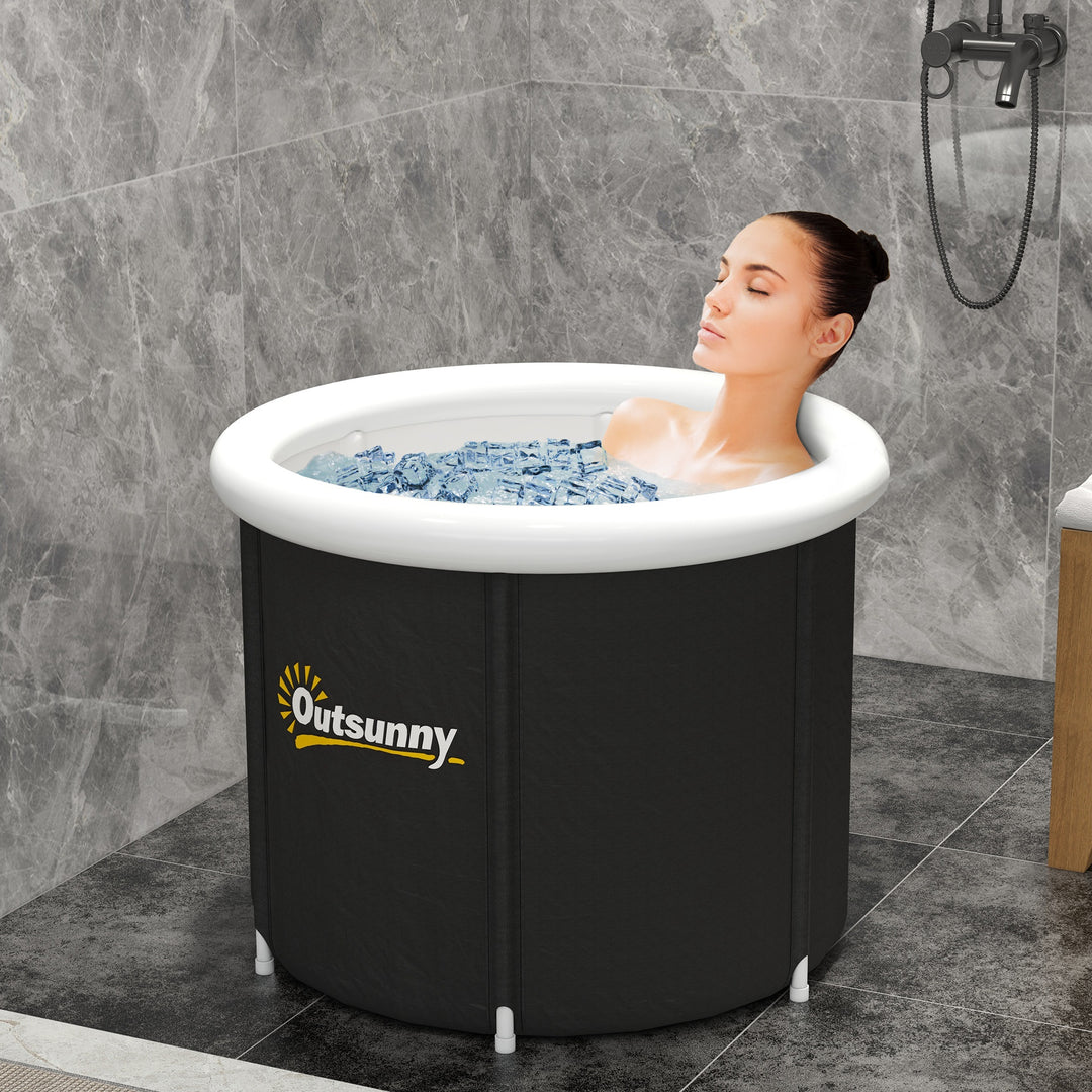 Outsunny Cold Plunge Tub, Portable Ice Bath Cold Water Therapy Tub with Thermo Lid, for Athletes Polar Recovery, Black | Aosom UK