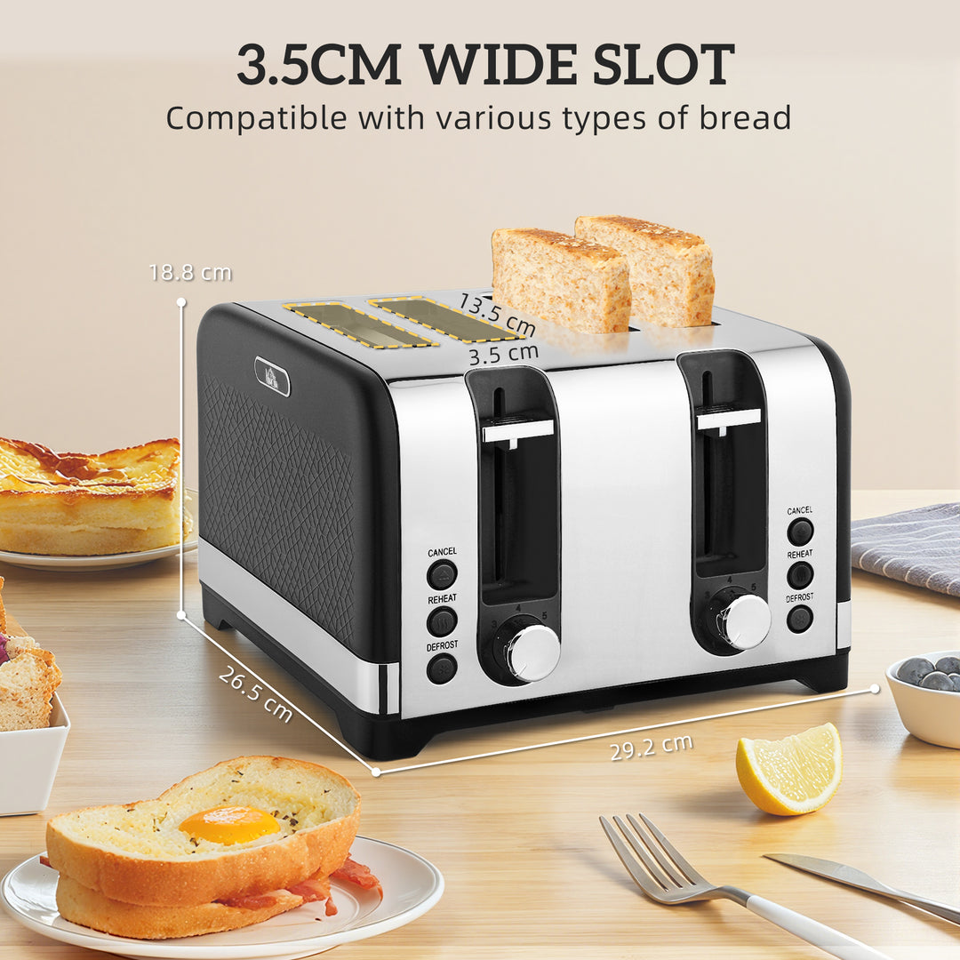 MCL Sleek Textured Kettle and Four-Slice Toaster Set - Black