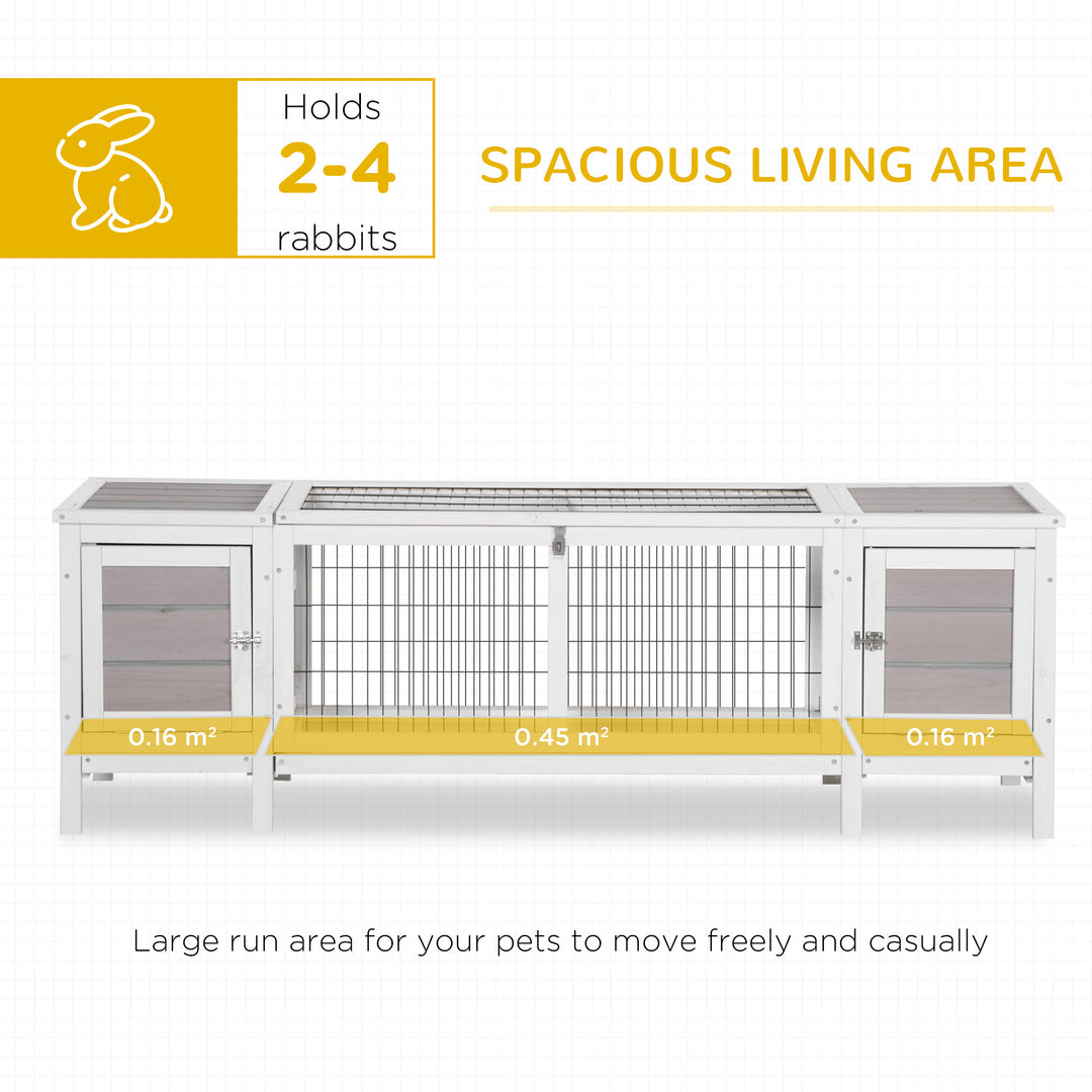Rabbit Hutch and Run, with Removable Tray - Grey
