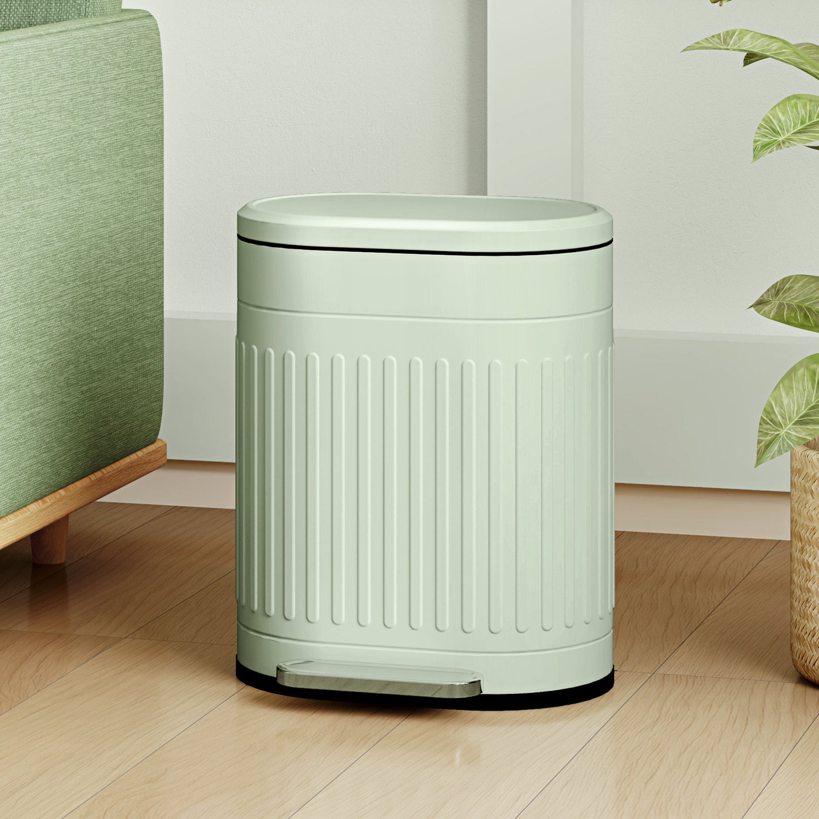 20L Metal Kitchen Bin, with Soft-Close Lid - Light Green