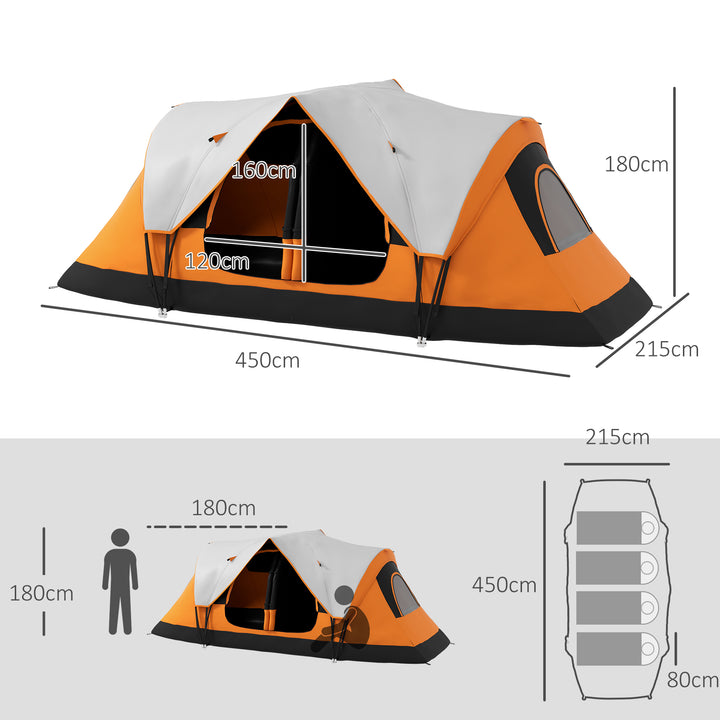 Six-Man Tent, with Two Rooms, Small Rainfly and Accessories - Orange
