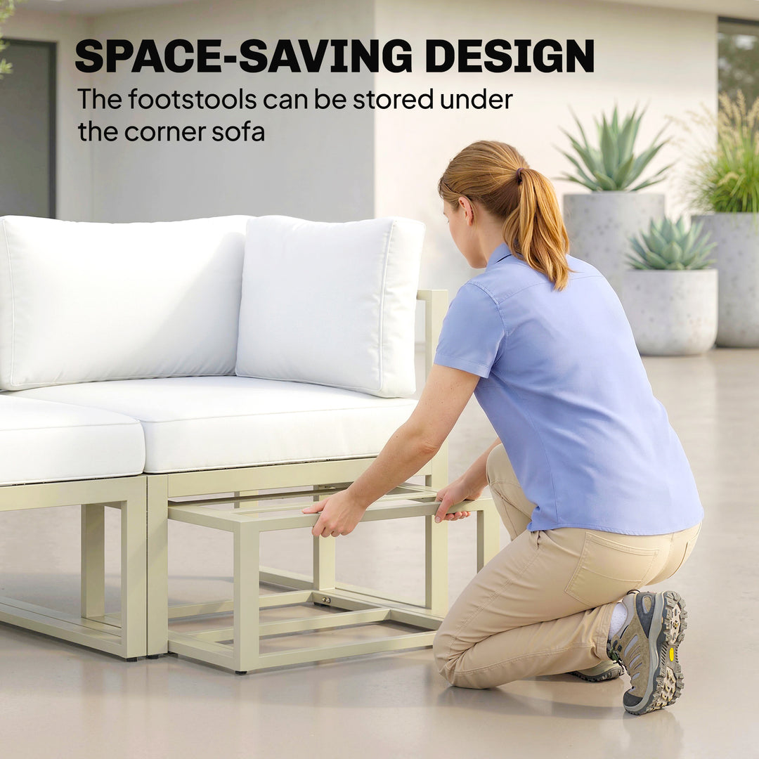 Garden Daybed, 6 Piece Outdoor Sectional Sofa Set, Aluminium Patio Con