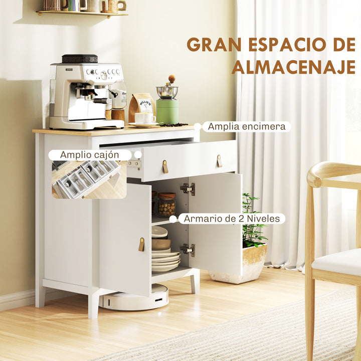 HOMCOM Farmhouse Style Sideboard - White