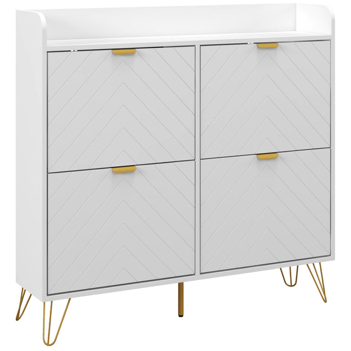 Narrow Shoe Storage Cabinet, Slim Shoe Cupboard with 4 Flip Drawers, Adjustable Shelf, Shoe Rack for 16 Pairs of Shoes