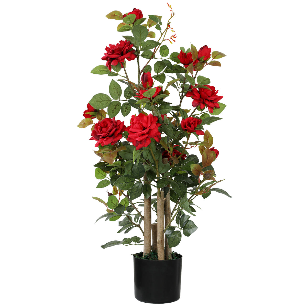 90cm Artificial Rose Tree, Decorative Fake Plant with 344 Silk Leaves