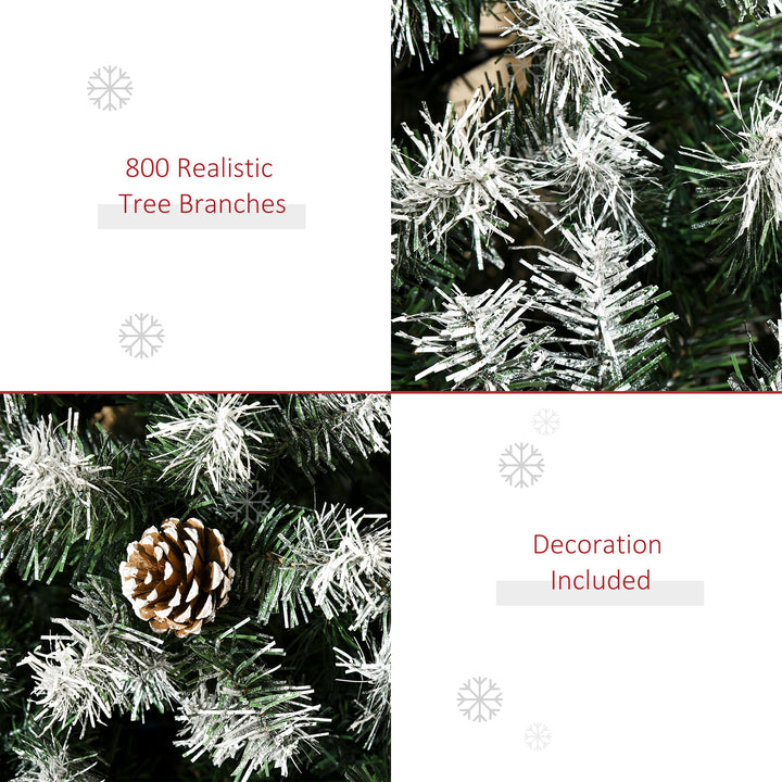 HOMCOM 6FT Artificial Christmas Tree with Pine Cones, Holiday Home Xmas Decoration Automatic Open, Green