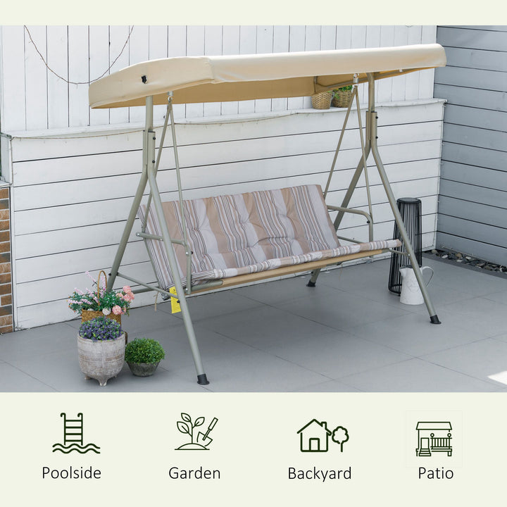 Three-Seater Garden Swing Seat - Light Brown