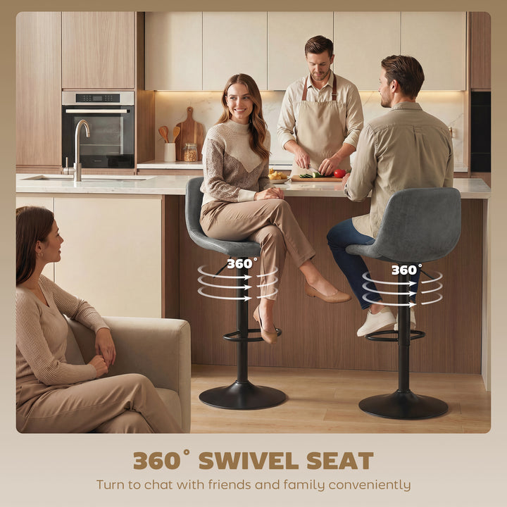 Bar Stools Set of 2, Modern Swivel Barstools with Footrest for Kitchen