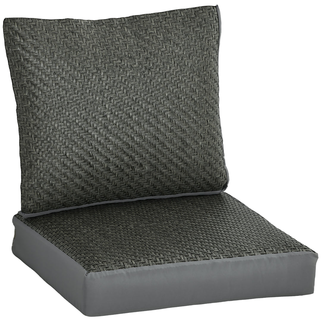 2-Piece Back and Seat Cushion Pillows Replacement, Fabric and PE Rattan Patio Chair Cushions Set, Grey