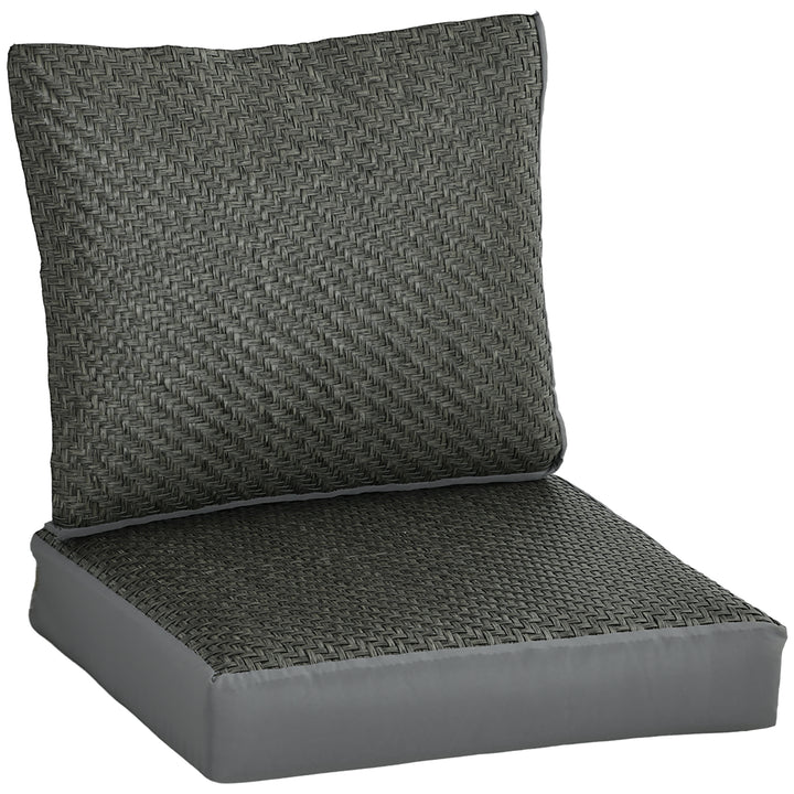 2-Piece Back and Seat Cushion Pillows Replacement, Fabric and PE Rattan Patio Chair Cushions Set, Grey