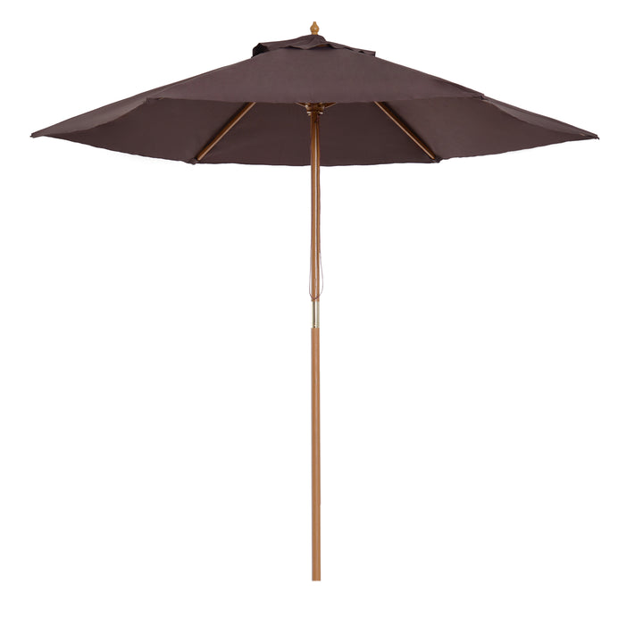 Outsunny Elegant Wooden Garden Parasol: 2.5m Patio Sunshade with UV Protection, Coffee Hue | Aosom UK