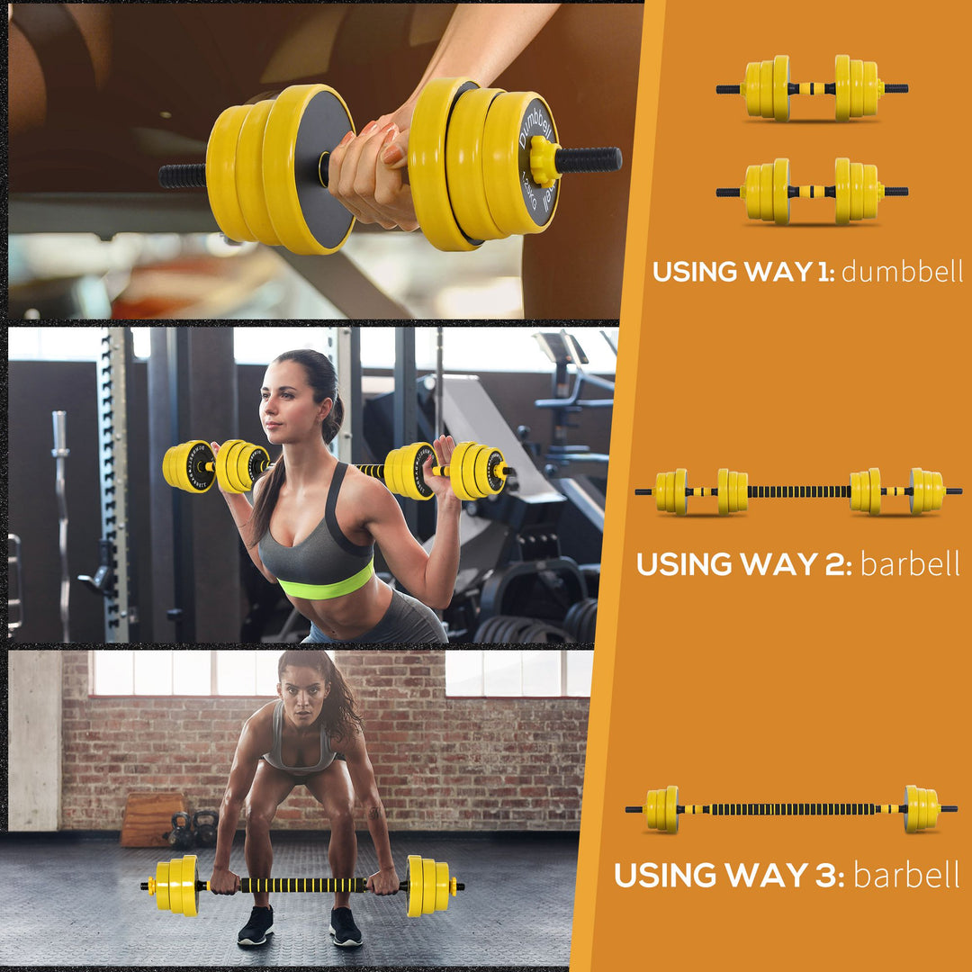 20KG Dumbbell & Barbell Adjustable Set Plate Bar Clamp Rod Home Gym Sports Area Exercise Ergonomic