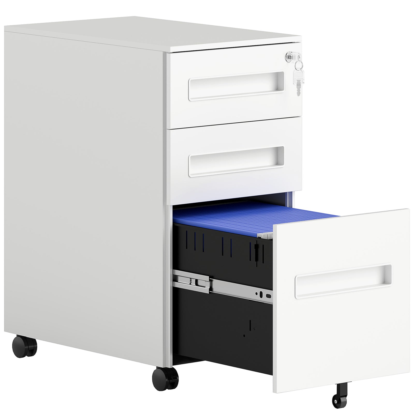Three-Drawer Steel Filing Cabinet - White