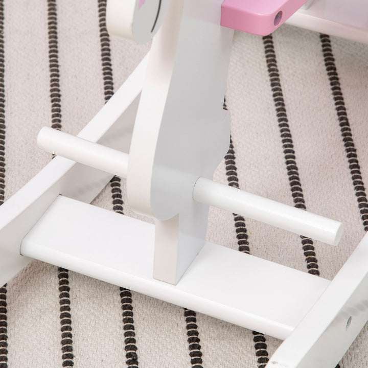 Kids Rocking Horse, with Handlebar, Foot Pedal - Pink