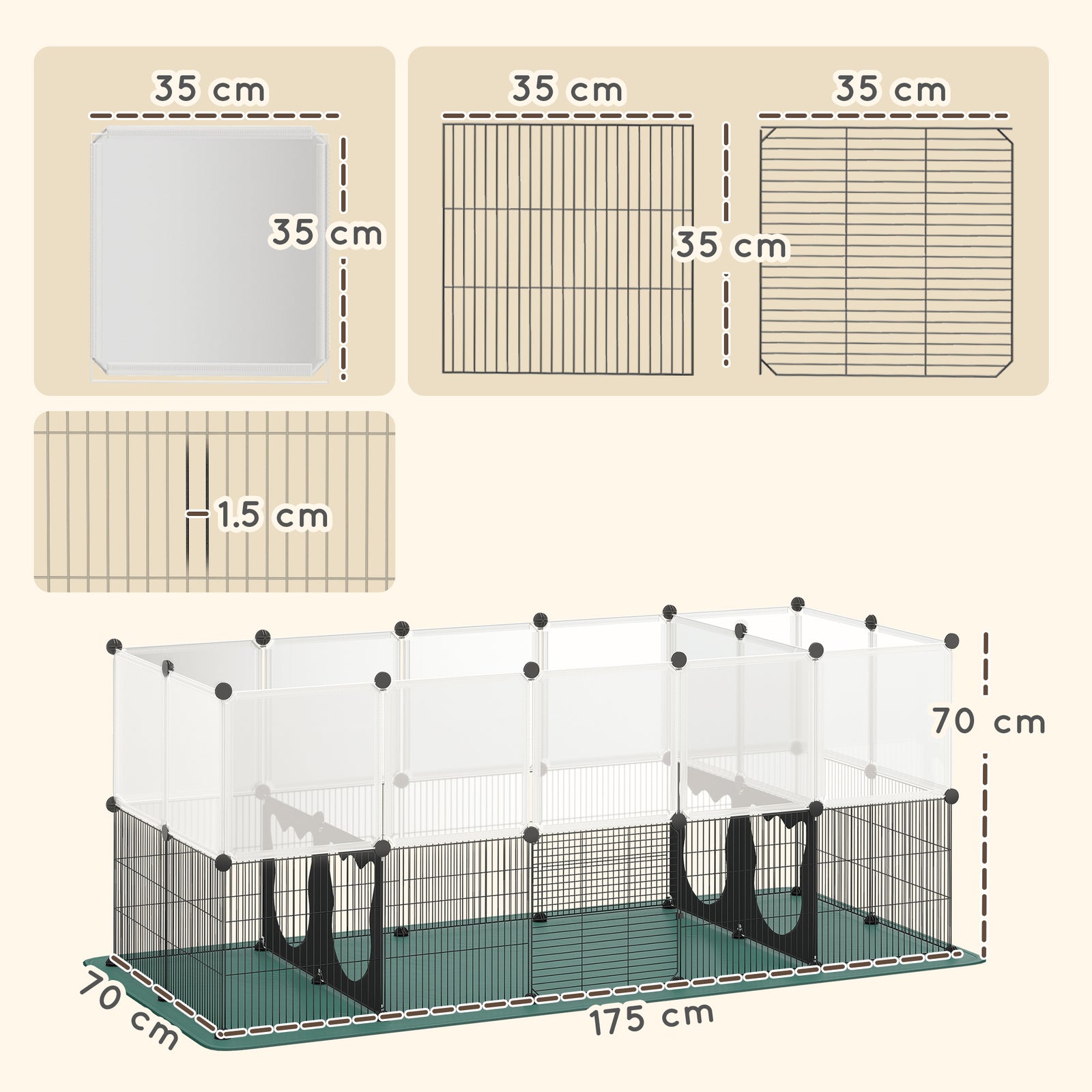 Pet Playpen with Waterproof Mat, DIY Small Animal Enclosure 34 Panels,