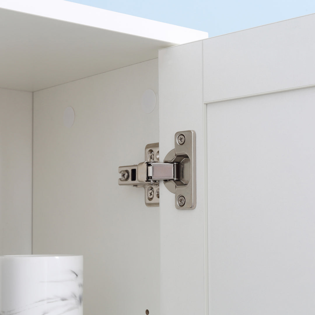 Tall Bathroom Storage Cabinet with Mirror, Narrow Bathroom Unit, Freestanding Bathroom Cupboard with Adjustable Shelves and 2 Doors, White