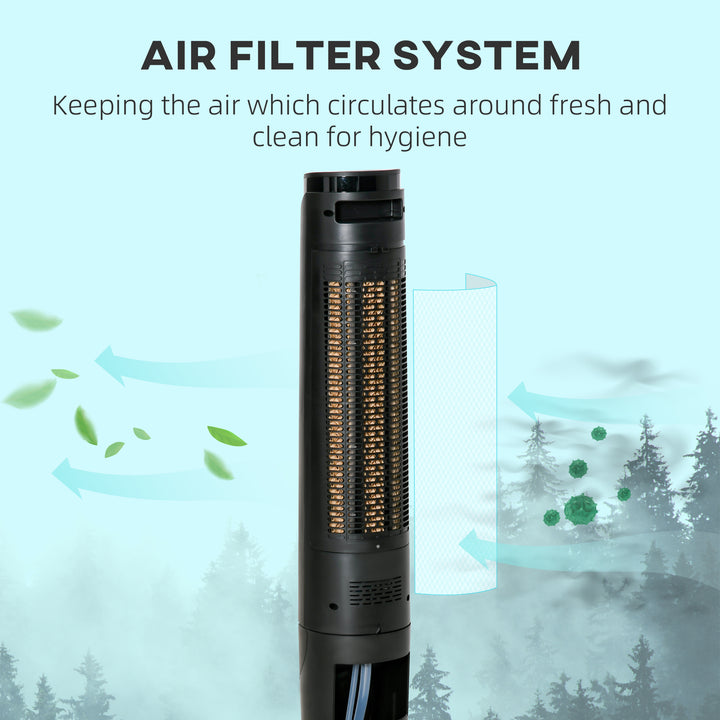 Ice Cooling Tower Fan, Water Conditioner Evaporative Air Cooler Unit with 4 Modes, 3 Speed, Remote Control, Timer, Oscillating for Home Bedroom, Black