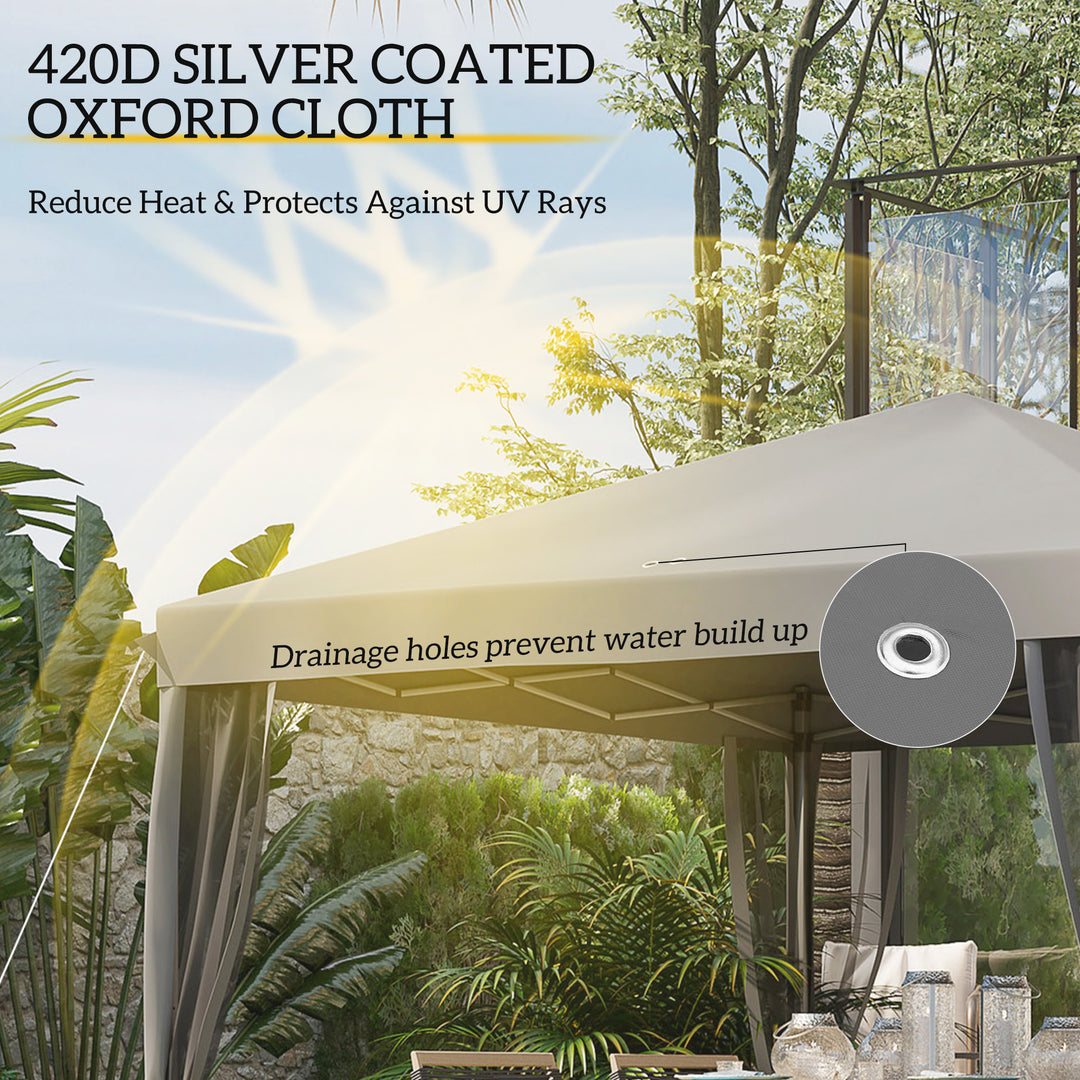 3 x 3 m Pop Up Gazebo, 420D Garden Tent Canopy with Removable Mesh Sidewall Netting, Carry Bag for Garden Patio Outdoor, Light Grey