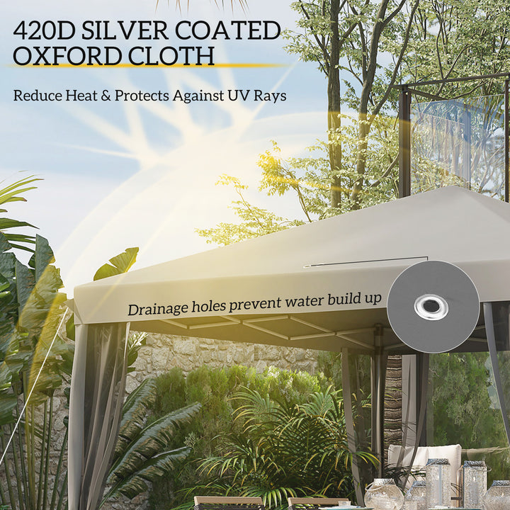 3 x 3 m Pop Up Gazebo, 420D Garden Tent Canopy with Removable Mesh Sidewall Netting, Carry Bag for Garden Patio Outdoor, Light Grey