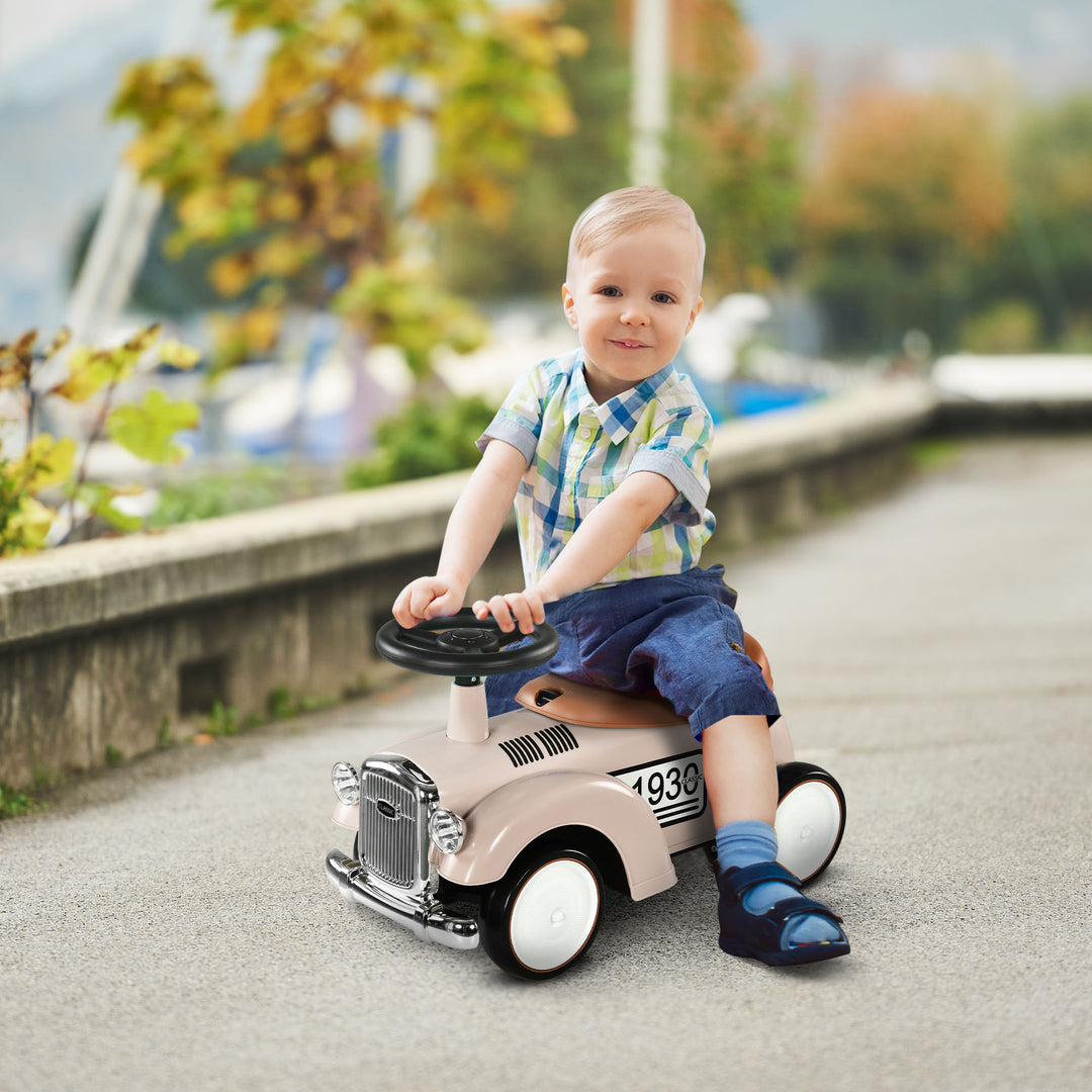 AIYAPLAY Foot To Floor Slider for Toddlers with Under Seat Storage Ride on Sliding Car with Horn Aged 12-36 Months Cream White | Aosom UK