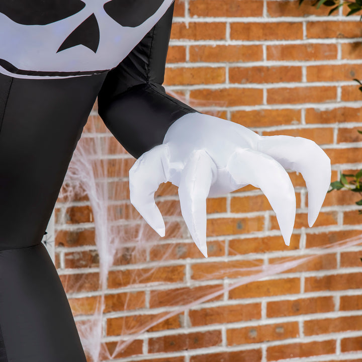 7ft Inflatable Halloween Ghost with Horns, Blow-Up Outdoor LED Display with Flame Effect for Garden, Lawn, Party, Holiday