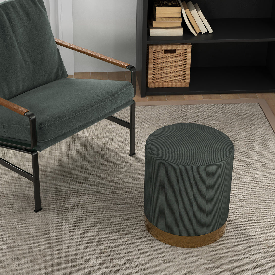 HOMCOM Soft Padded Corduroy Footstool - Dark Green