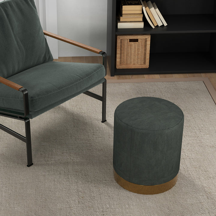 HOMCOM Soft Padded Corduroy Footstool - Dark Green